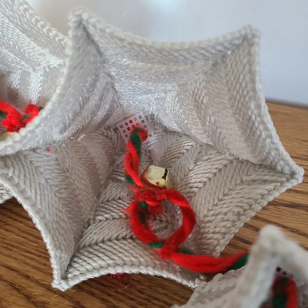 Vintage Plastic Canvas Silver Bells Holiday Hang-Up Mobile Ornament Decoration